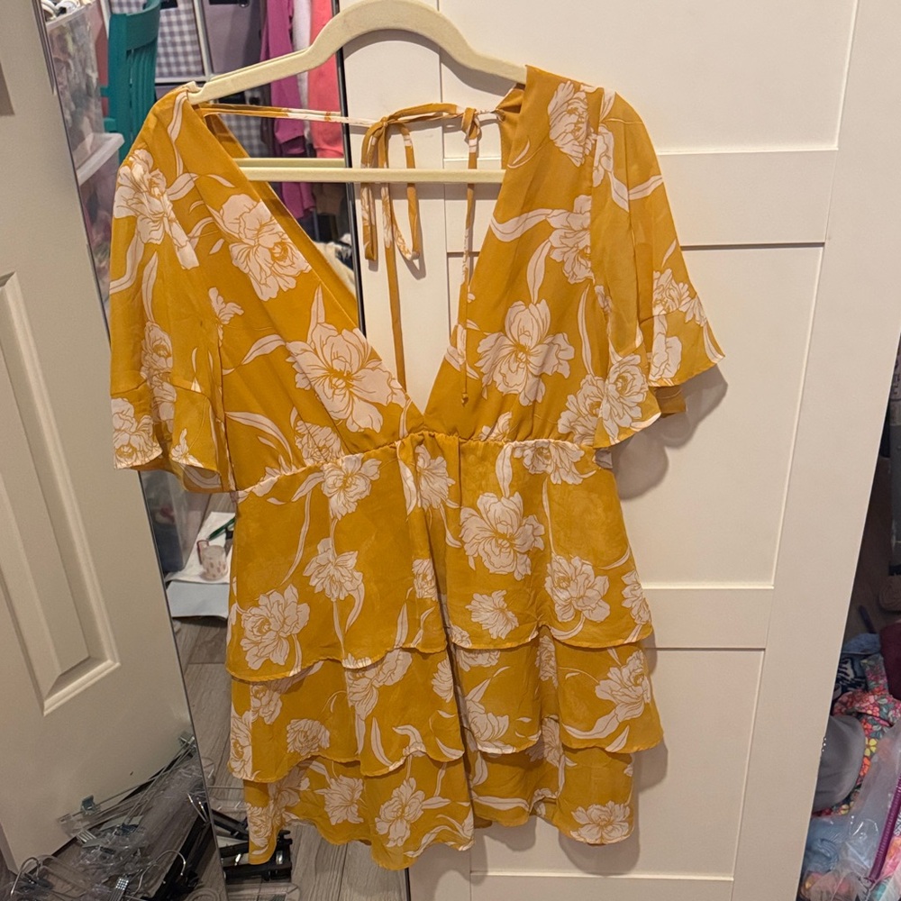 Show Me Your MuMu Mustard Floral Blouse